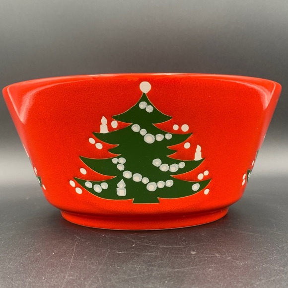 Other - Vintage Christmas Tree Red Ceramic Serving Bowl Holiday Decor MCM Retro